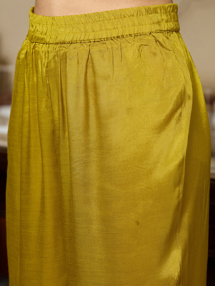 Mehandi Green Cutdana Satin Readymade Salwar Suit