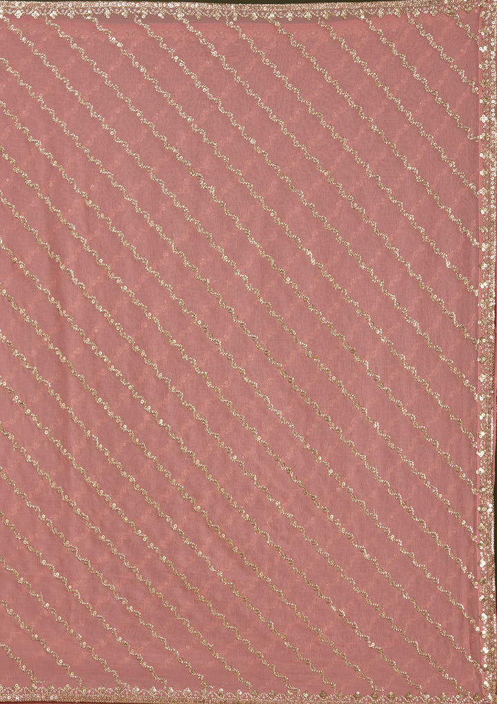Peach Sequins Georgette Readymade Salwar Suit
