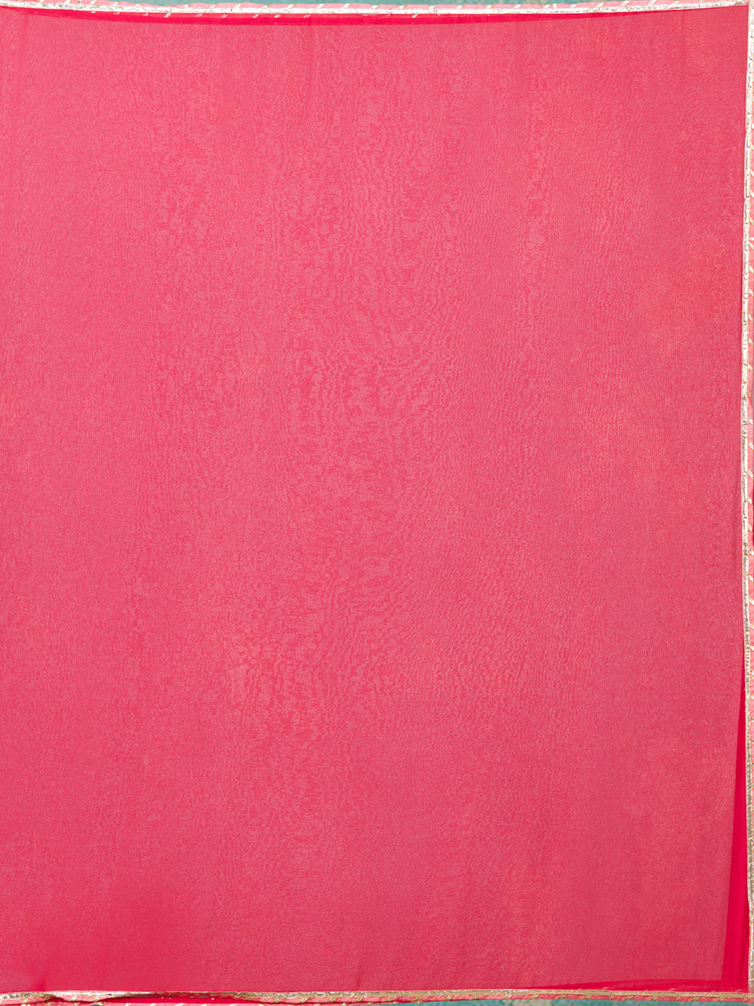 Red Threadwork Chanderi Readymade Salwar Suit