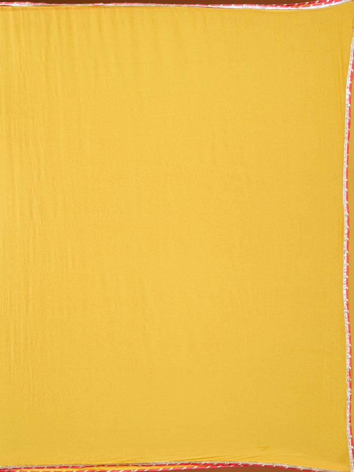 Mustard Yellow Threadwork Chanderi Readymade Salwar Suit