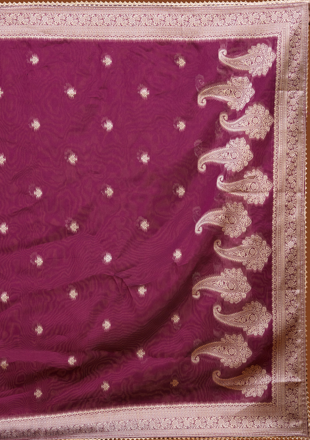 Wine Zariwork (Gold) Soft Raw Silk Readymade Salwar Suit