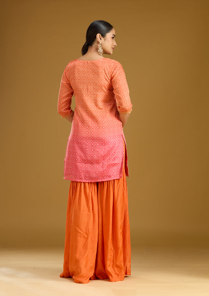 Orange Zariwork (Gold) Soft Raw Silk Readymade Salwar Suit