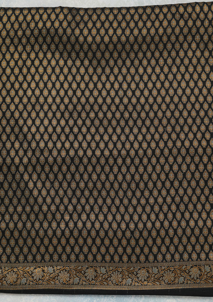 Black Zariwork (Gold) Banarasi Unstitched Salwar Suit