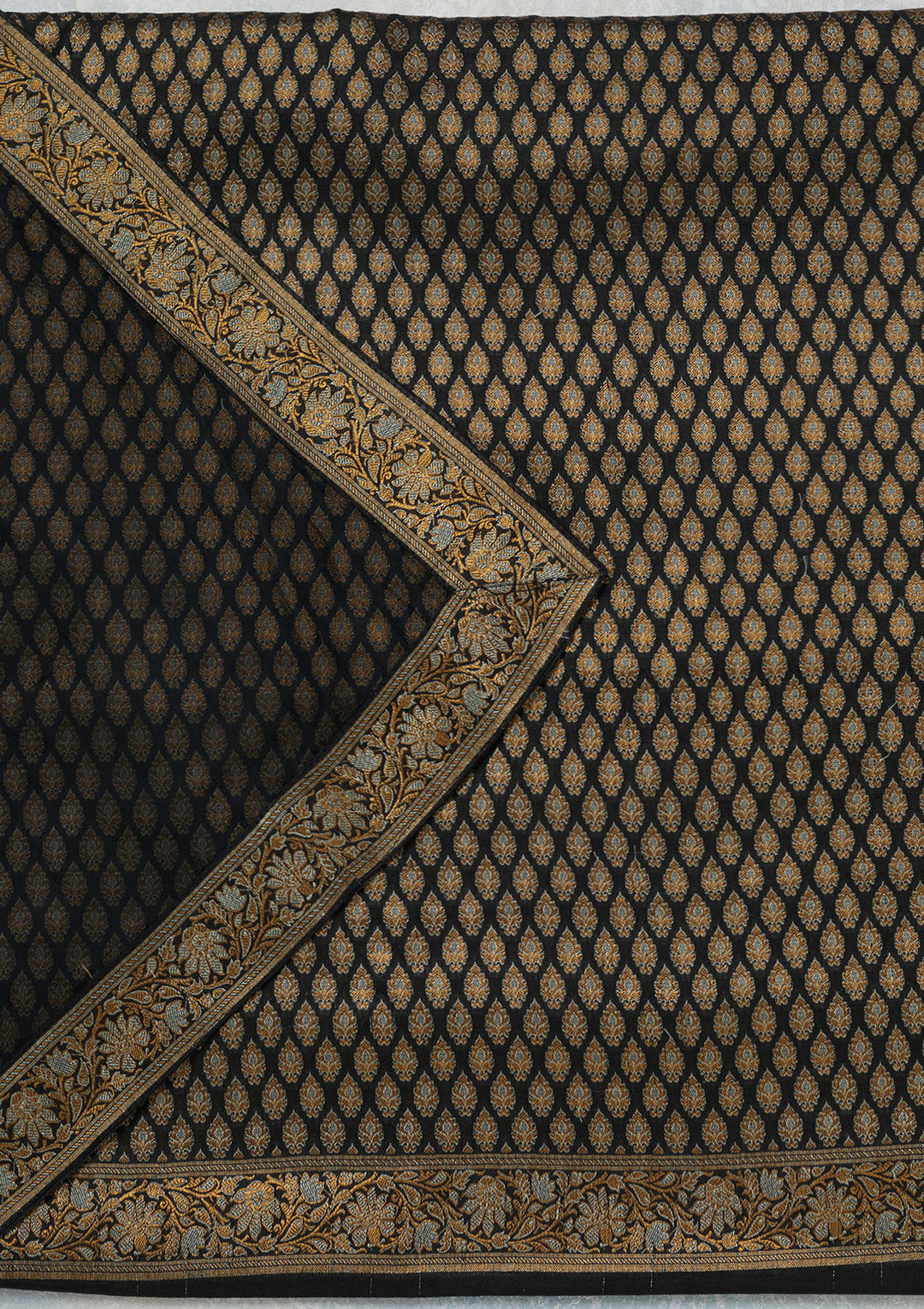 Black Zariwork (Gold) Banarasi Unstitched Salwar Suit