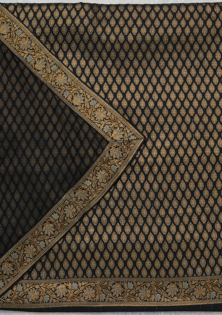 Black Zariwork (Gold) Banarasi Unstitched Salwar Suit