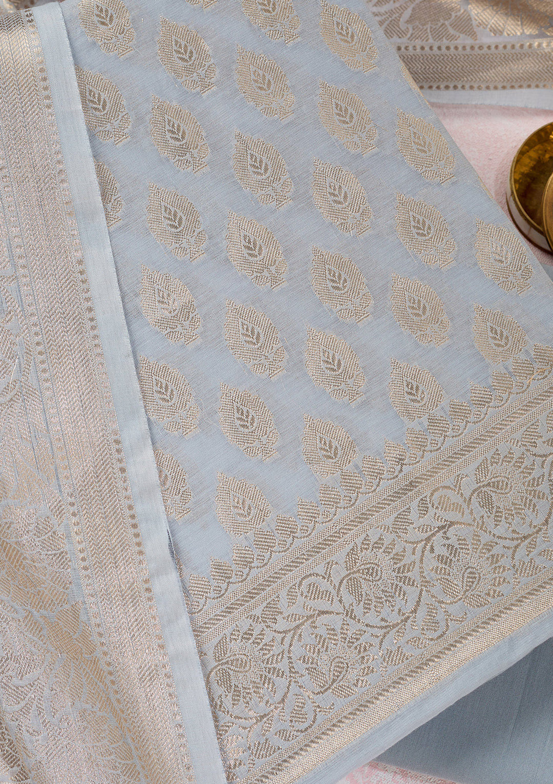 Grey Zariwork Banarasi Unstitched Salwar Suit