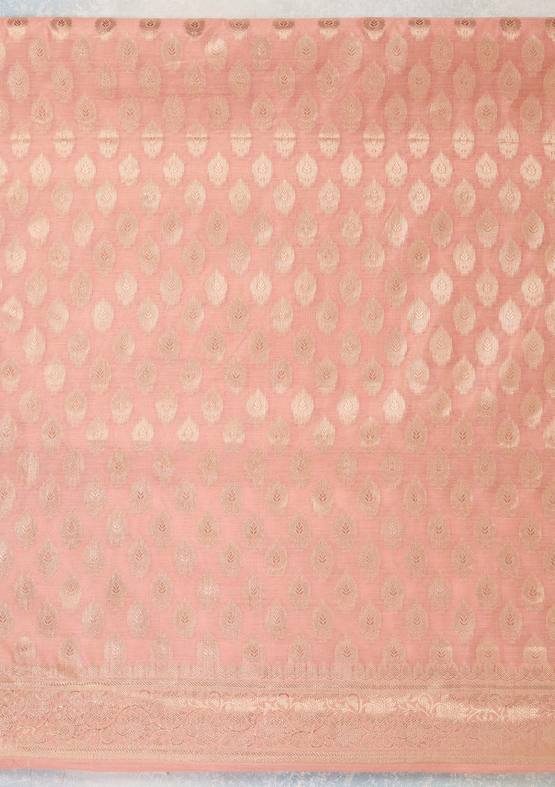Peach Zariwork Banarasi Unstitched Salwar Suit