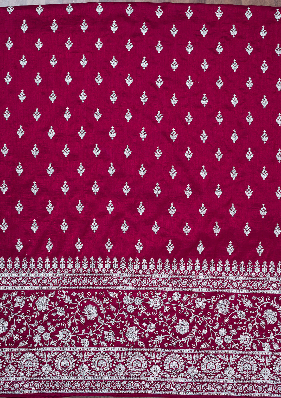 Maroon Zariwork Soft Raw Silk Unstitched Salwar Suit