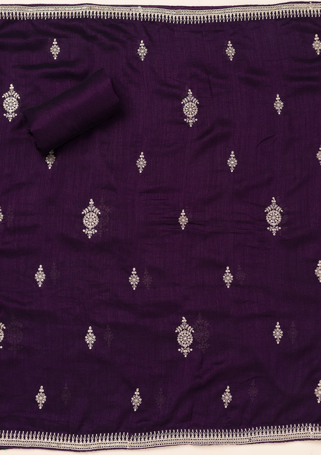 Purple Zariwork Art Silk Unstitched Salwar Suit