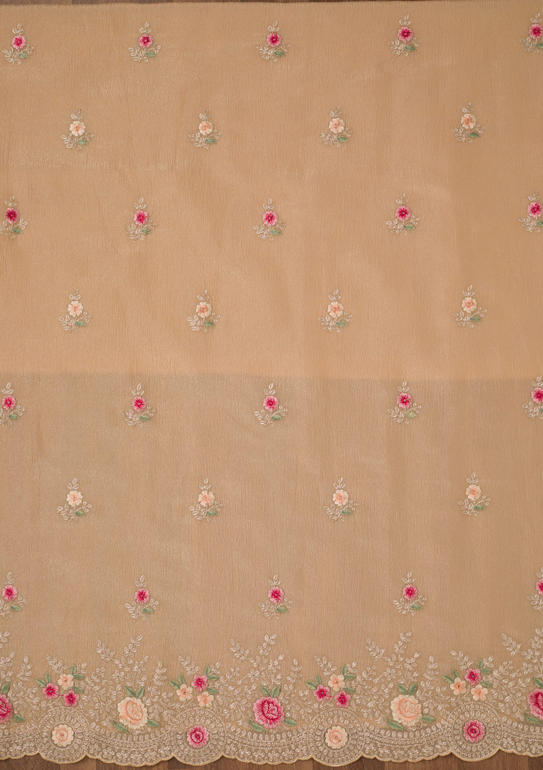 Gold Zariwork Tissue Unstitched Salwar Suit