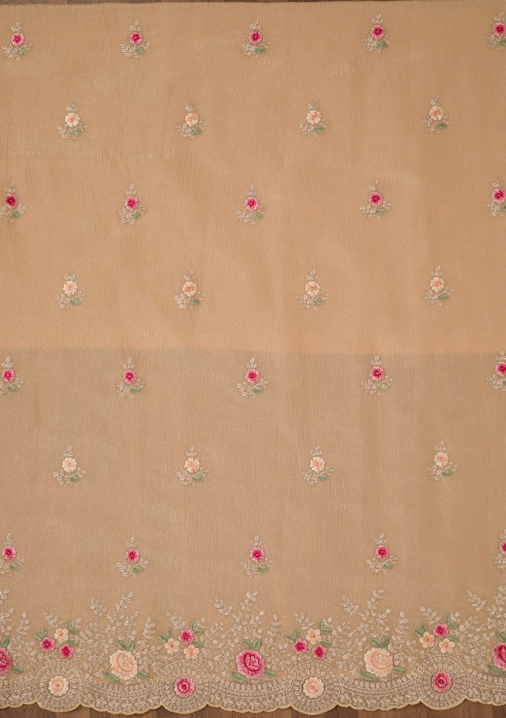 Gold Zariwork Tissue Unstitched Salwar Suit