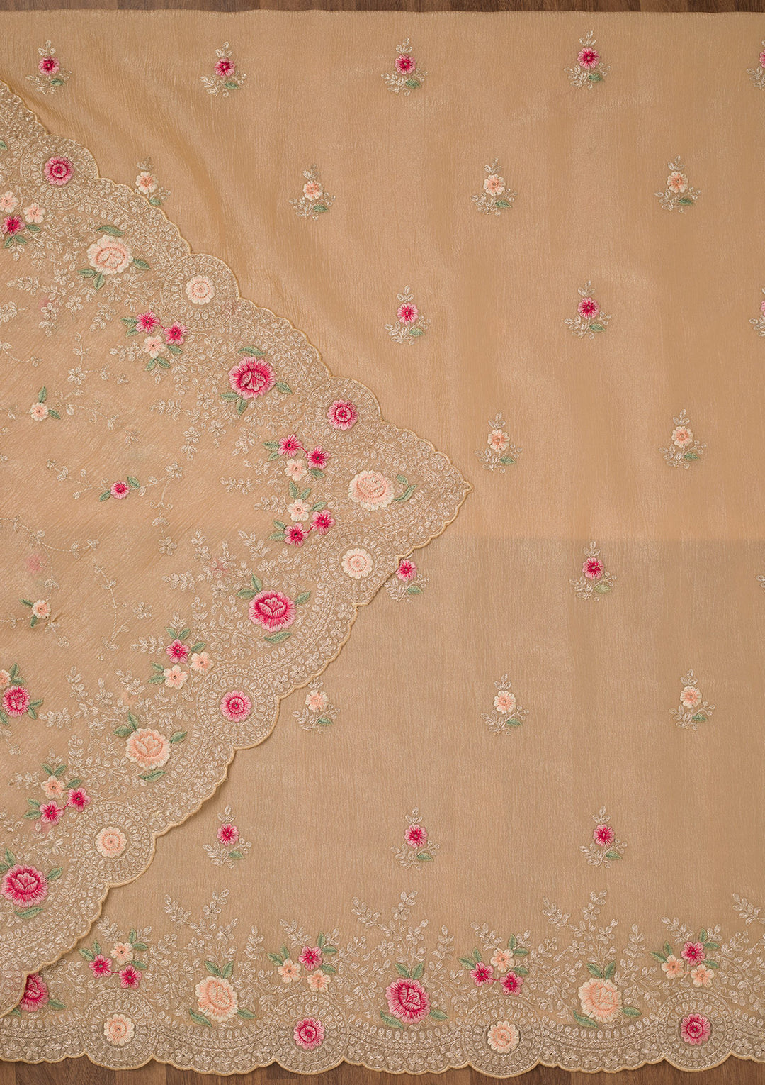 Gold Zariwork Tissue Unstitched Salwar Suit