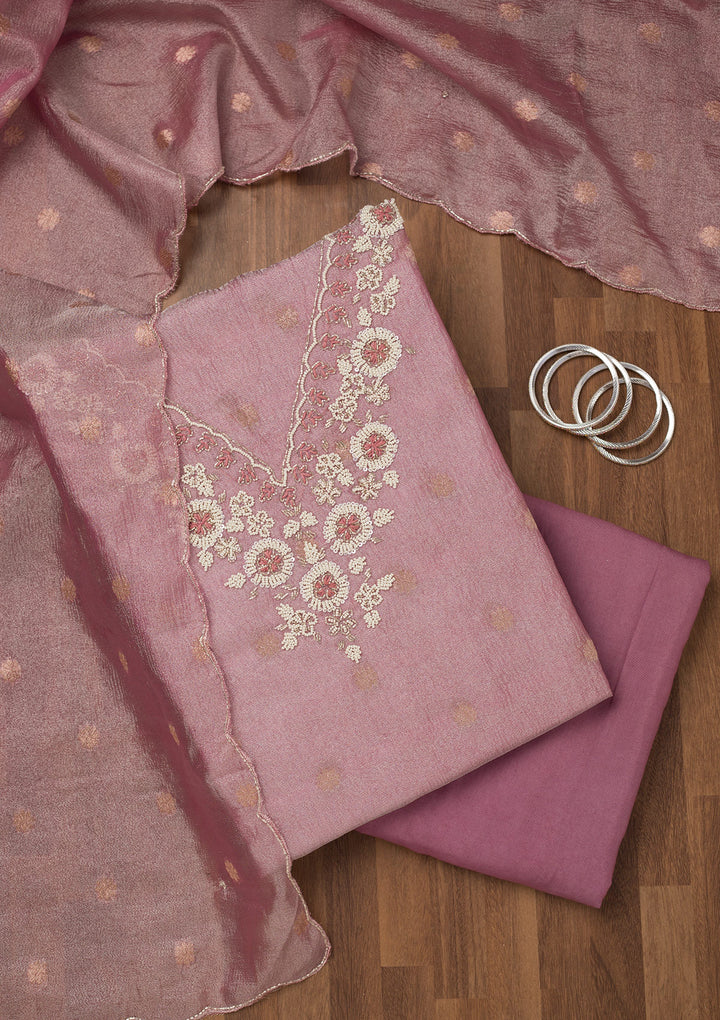 Pink Stonework Tissue Unstitched Salwar Suit