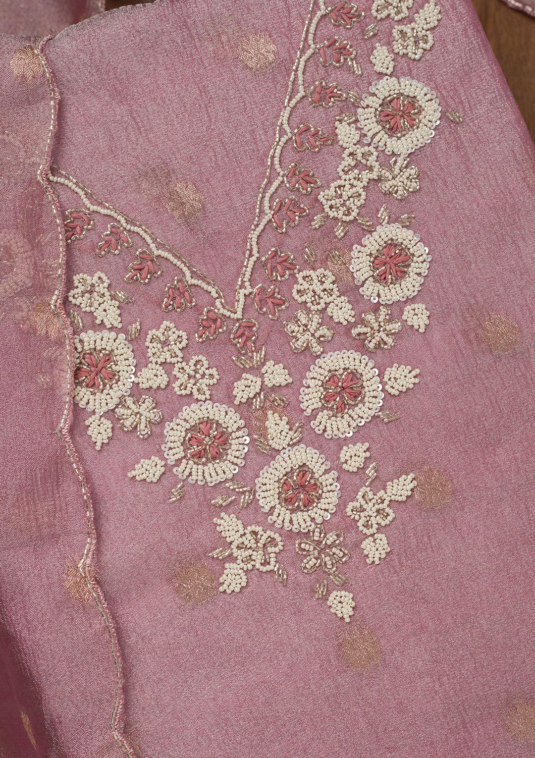 Pink Stonework Tissue Unstitched Salwar Suit