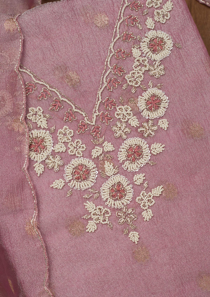 Pink Stonework Tissue Unstitched Salwar Suit