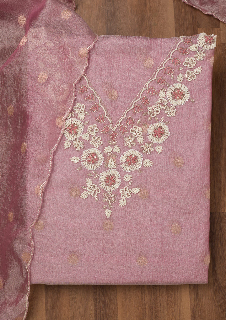 Pink Stonework Tissue Unstitched Salwar Suit