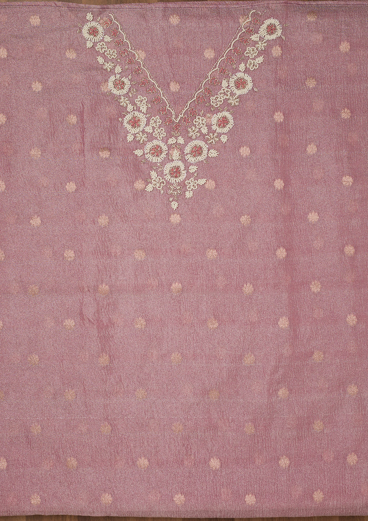 Pink Stonework Tissue Unstitched Salwar Suit