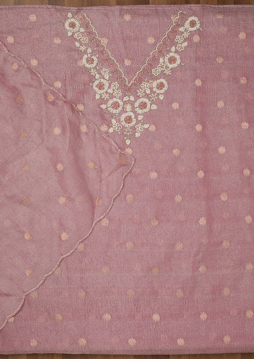 Pink Stonework Tissue Unstitched Salwar Suit