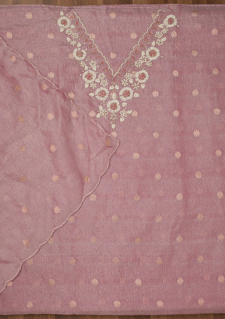 Pink Stonework Tissue Unstitched Salwar Suit