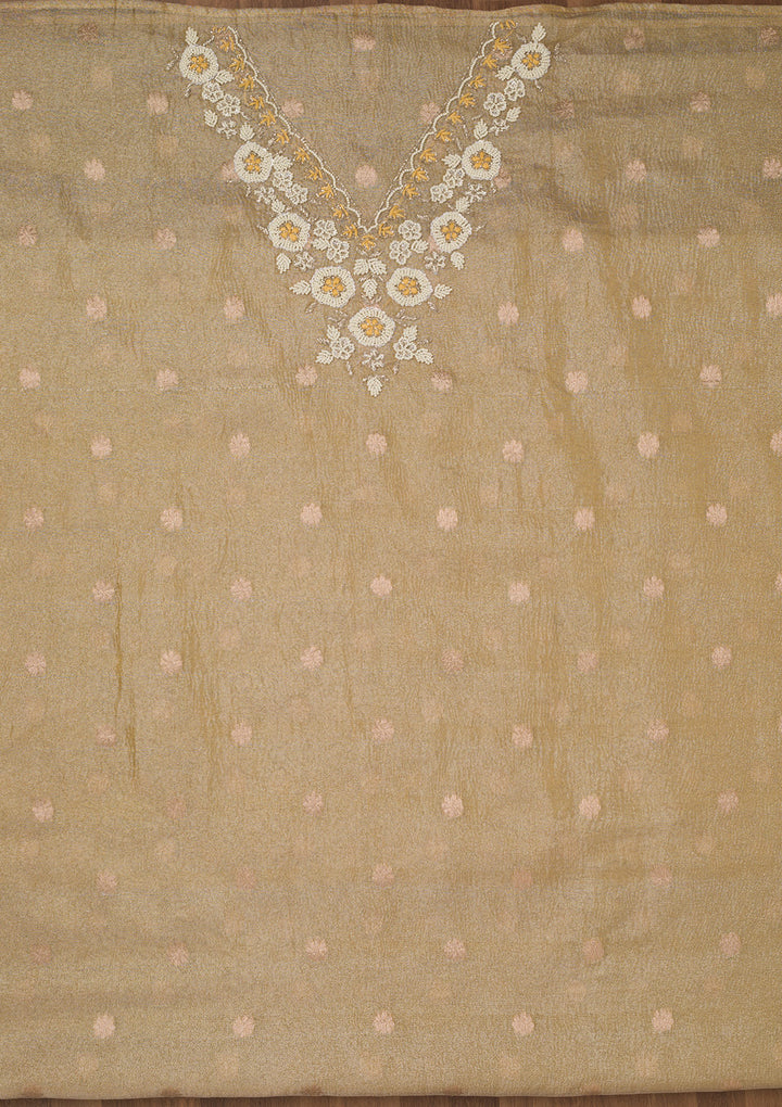 Pista Green Stonework Tissue Unstitched Salwar Suit