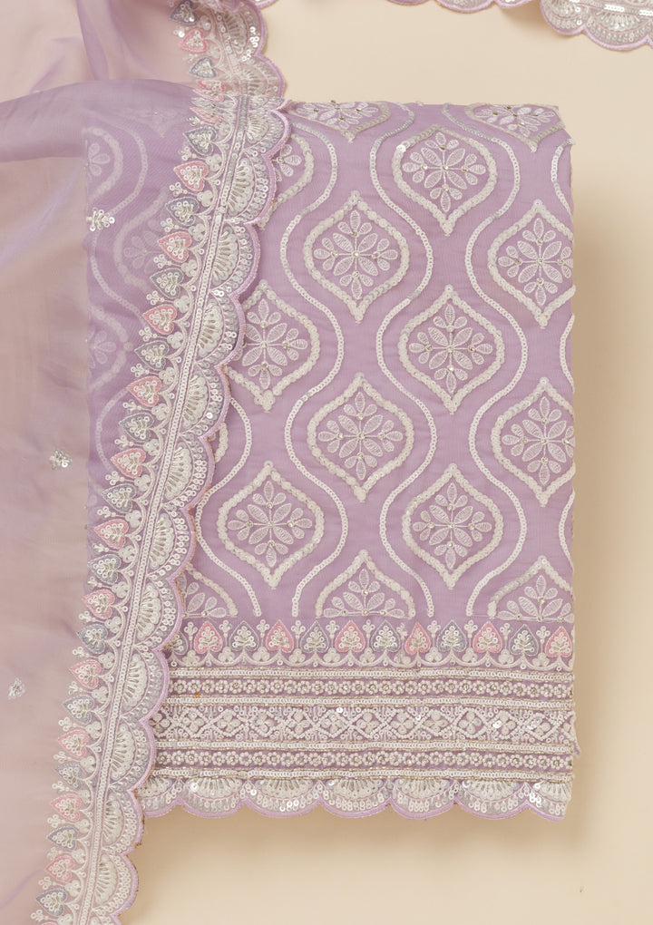 Lavender Sequins Tissue Unstitched Salwar Suit