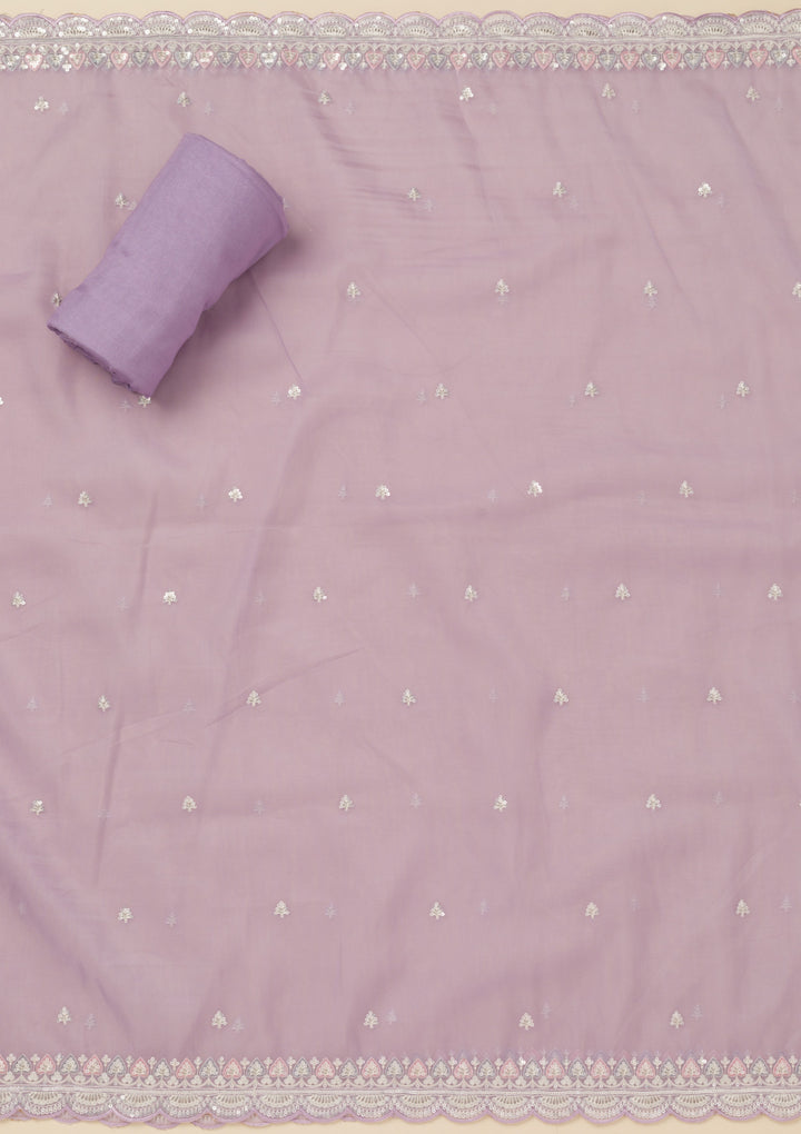 Lavender Sequins Tissue Unstitched Salwar Suit