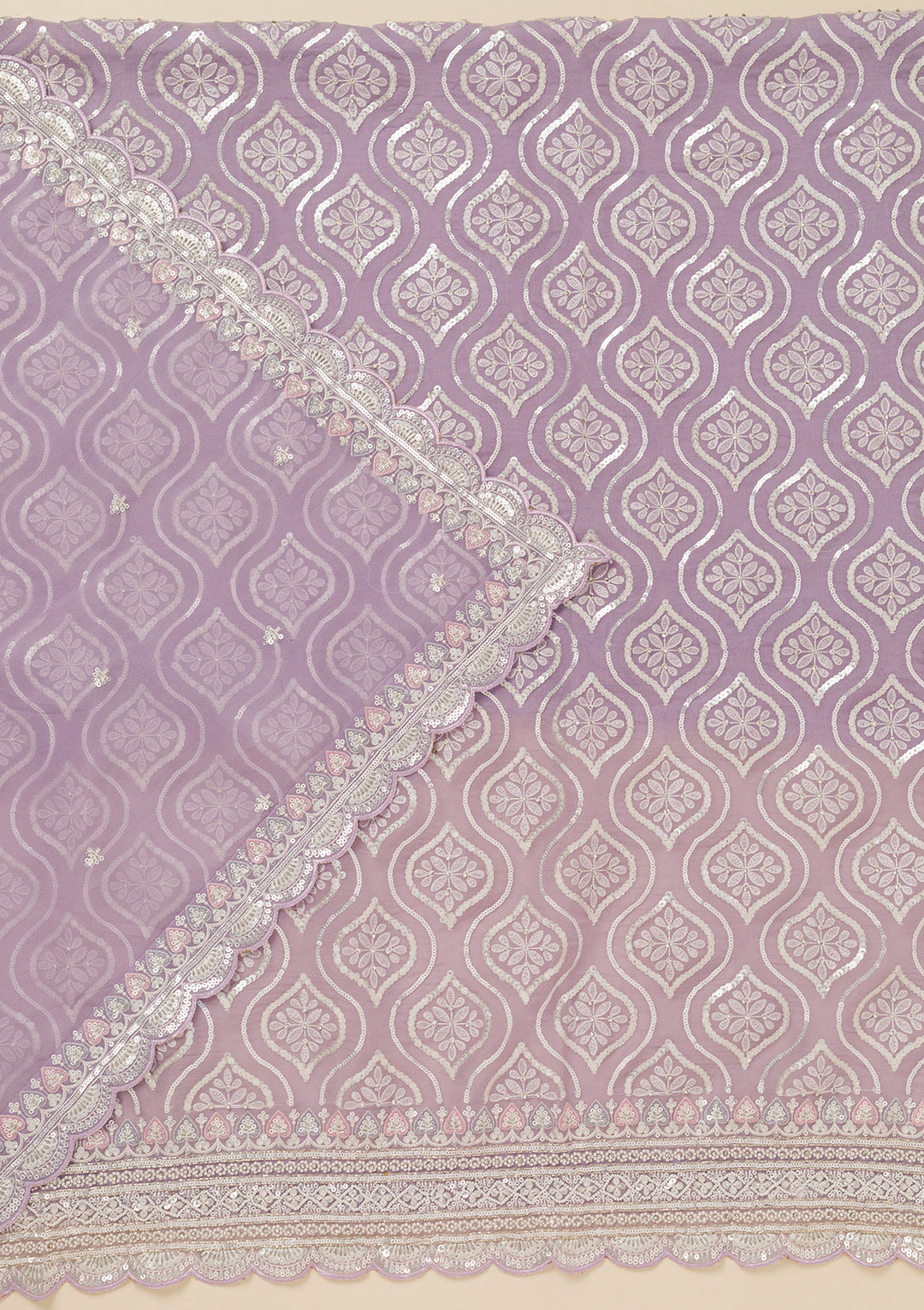 Lavender Sequins Tissue Unstitched Salwar Suit