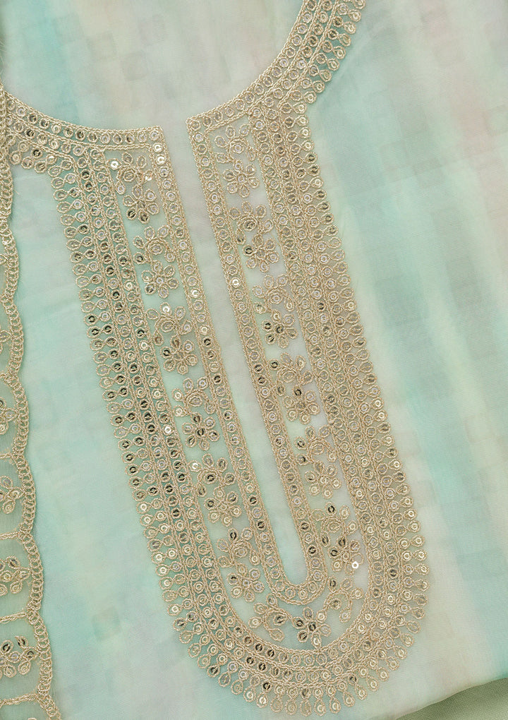 Sea Green Zariwork Tissue Unstitched Salwar Suit