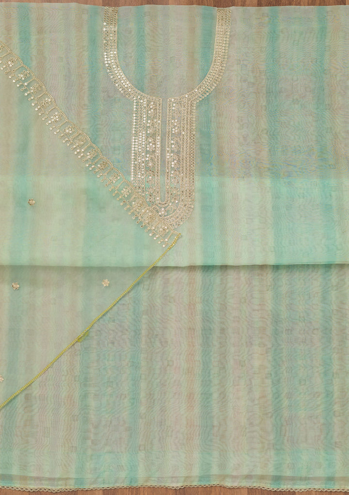 Sea Green Zariwork Tissue Unstitched Salwar Suit