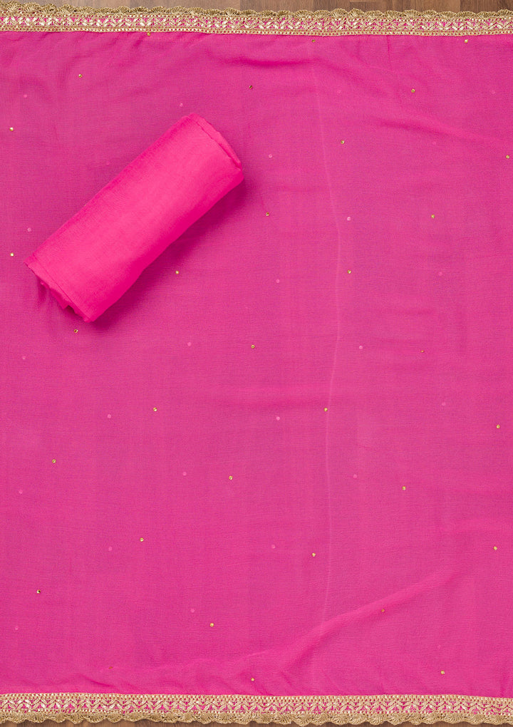 Pink Stonework Tissue Unstitched Salwar Suit