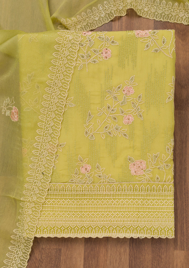 Mehendi Threadwork Georgette Unstitched Salwar Suit