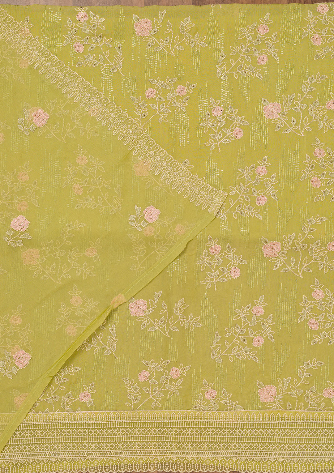 Mehendi Threadwork Georgette Unstitched Salwar Suit