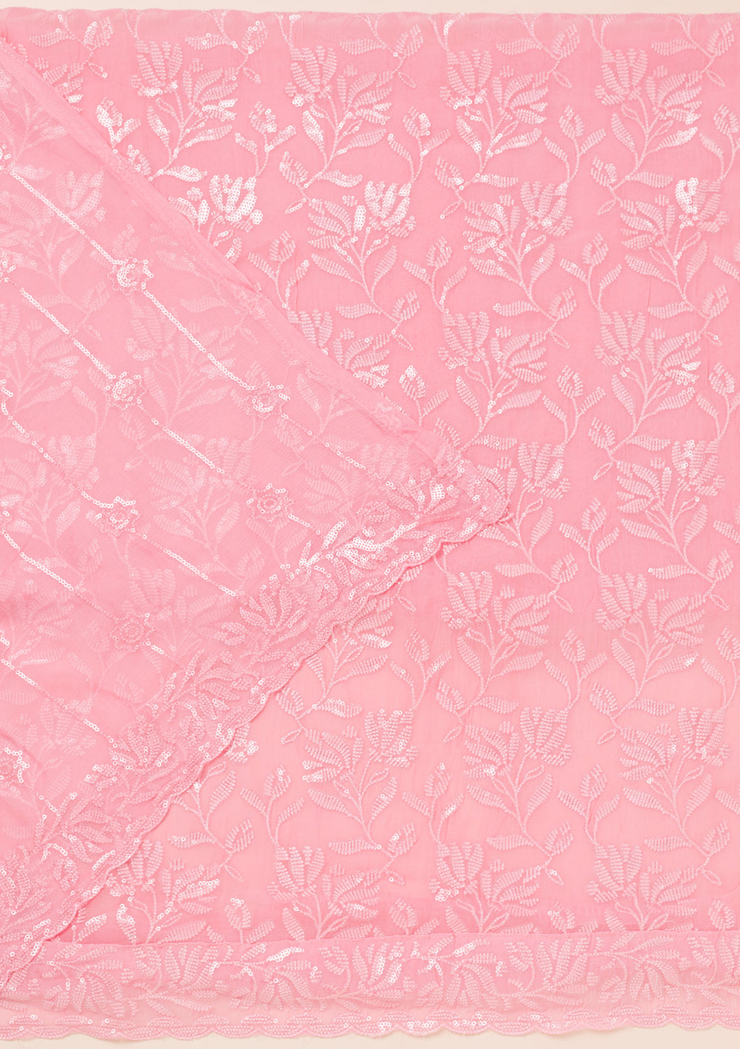 Pink Threadwork Georgette Unstitched Salwar Suit