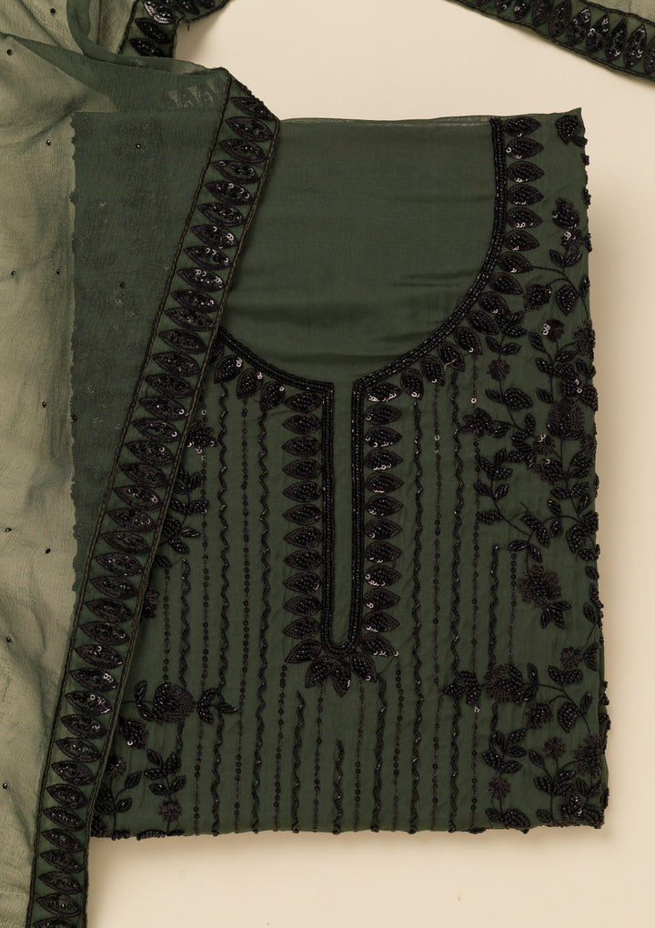 Leaf Green Stonework Tissue Unstitched Salwar Suit
