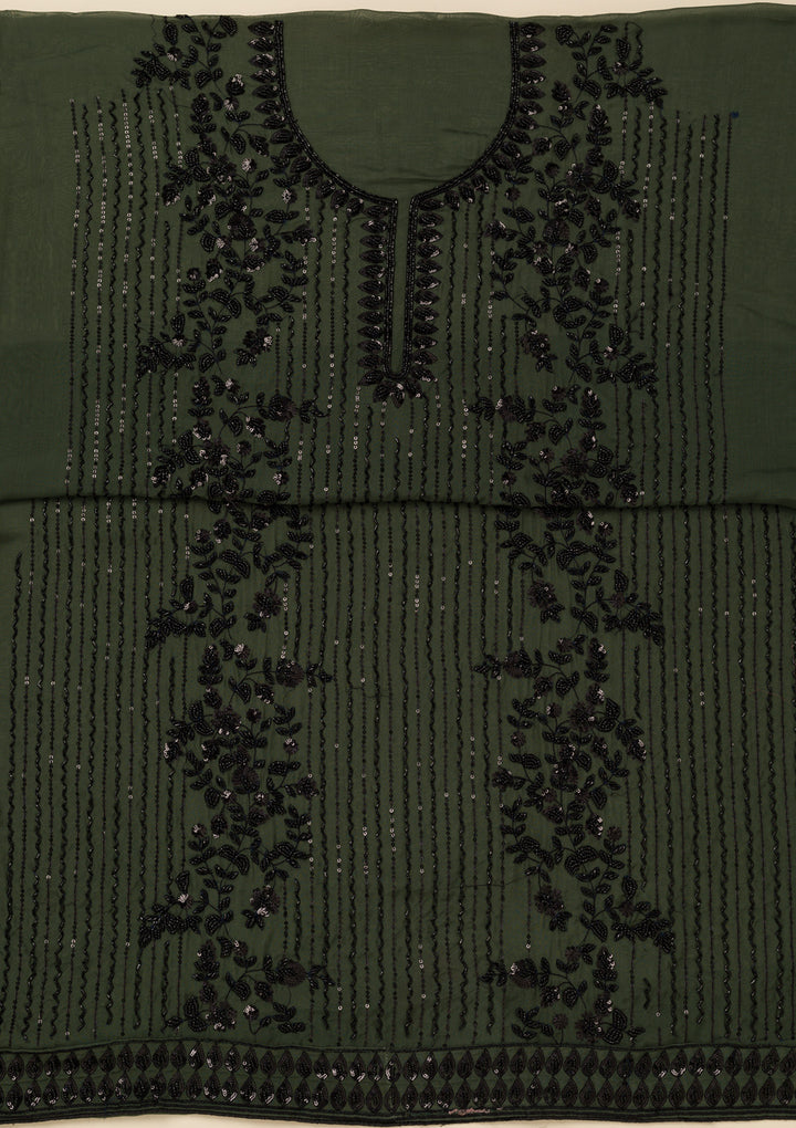 Leaf Green Stonework Tissue Unstitched Salwar Suit