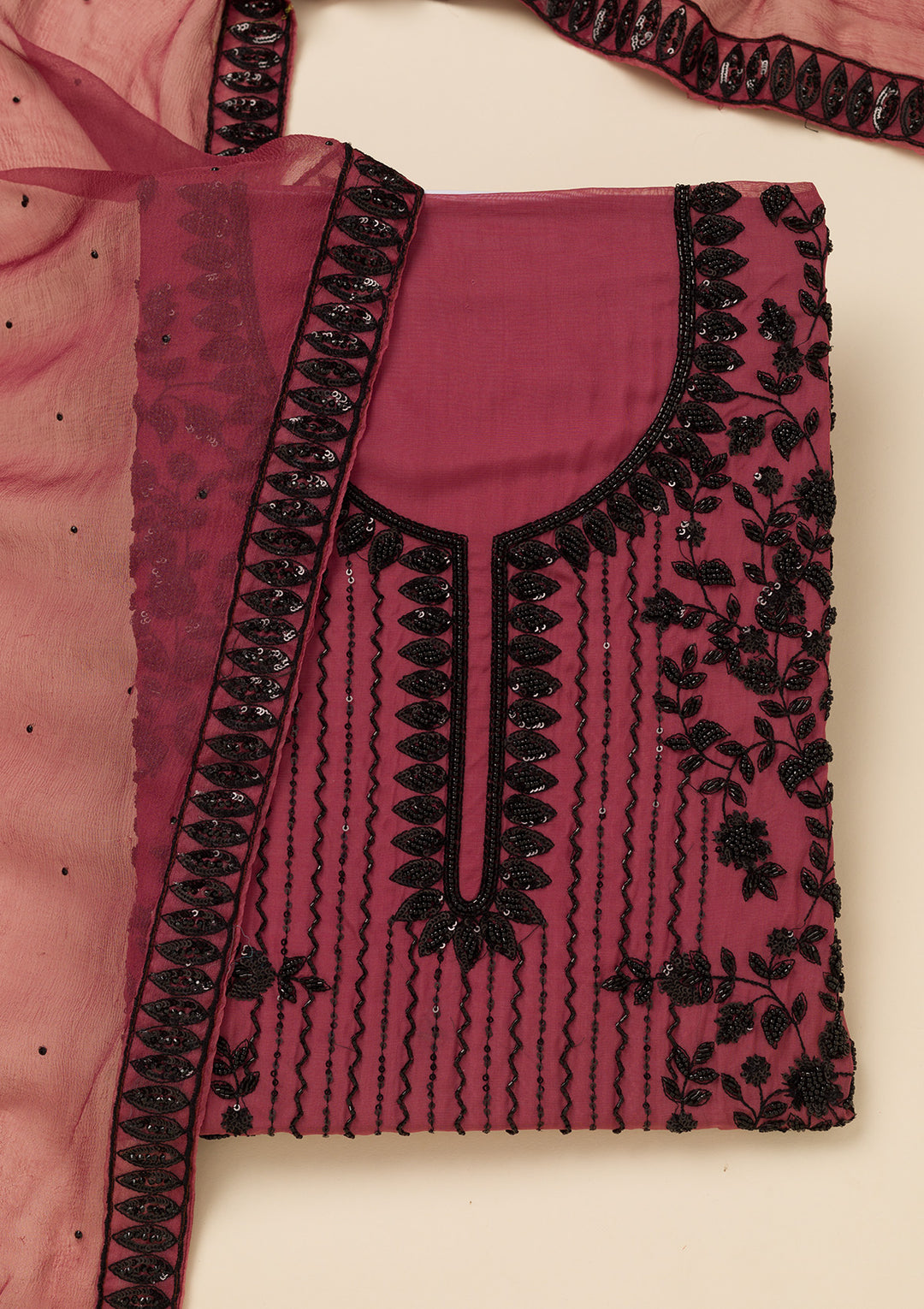 Rust Stonework Tissue Unstitched Salwar Suit