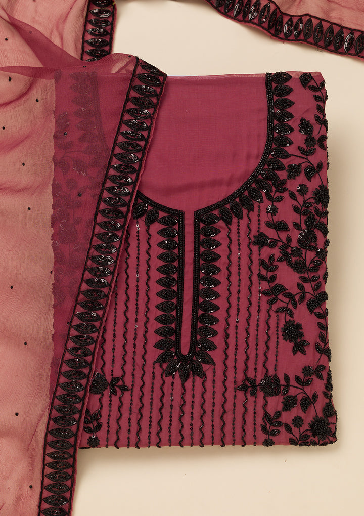 Rust Stonework Tissue Unstitched Salwar Suit
