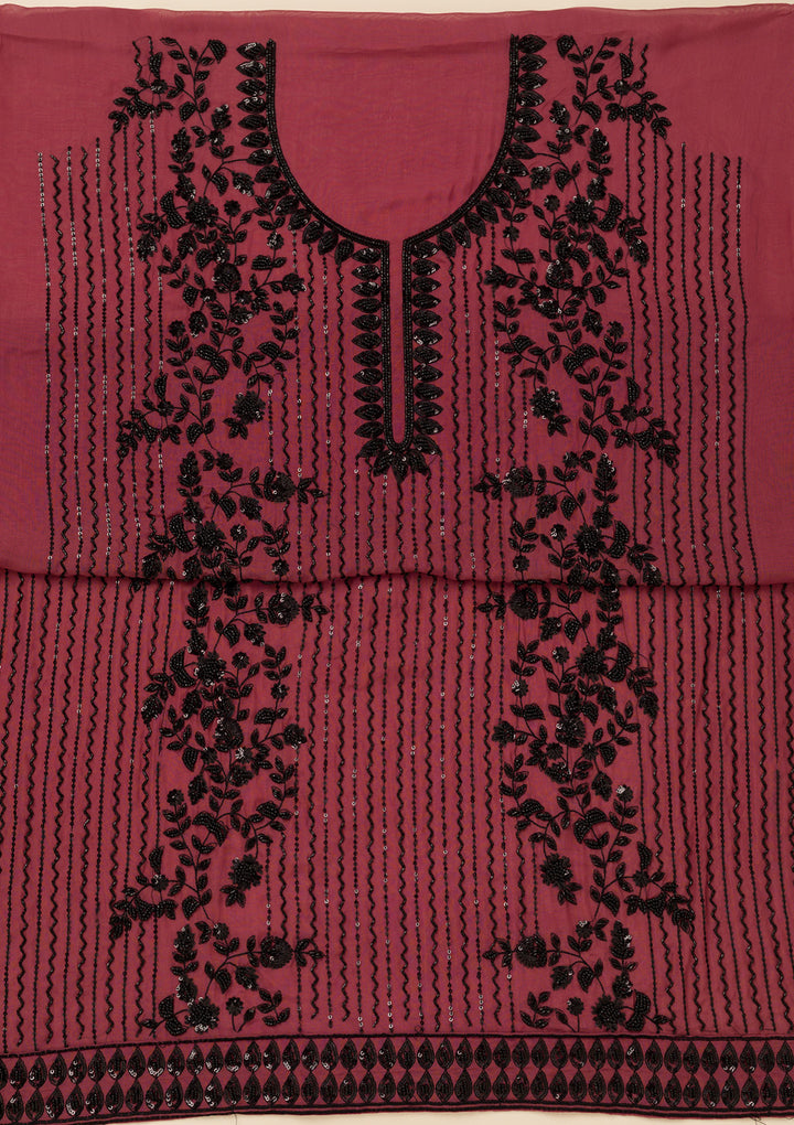 Rust Stonework Tissue Unstitched Salwar Suit