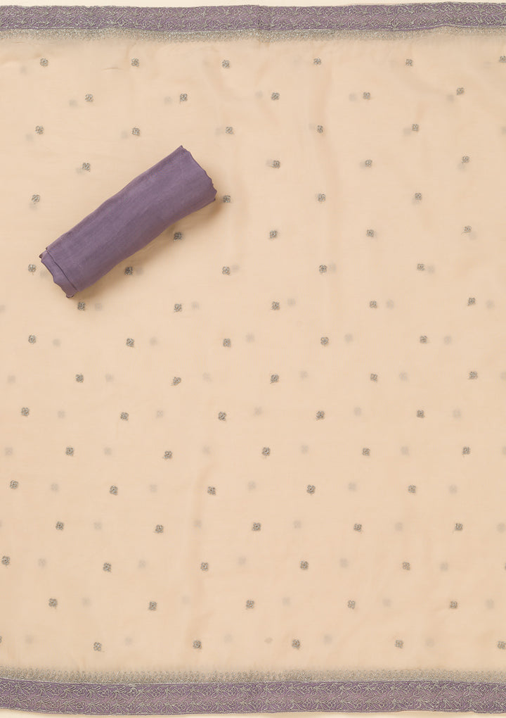 Lavender Zariwork Semi Crepe Unstitched Salwar Suit