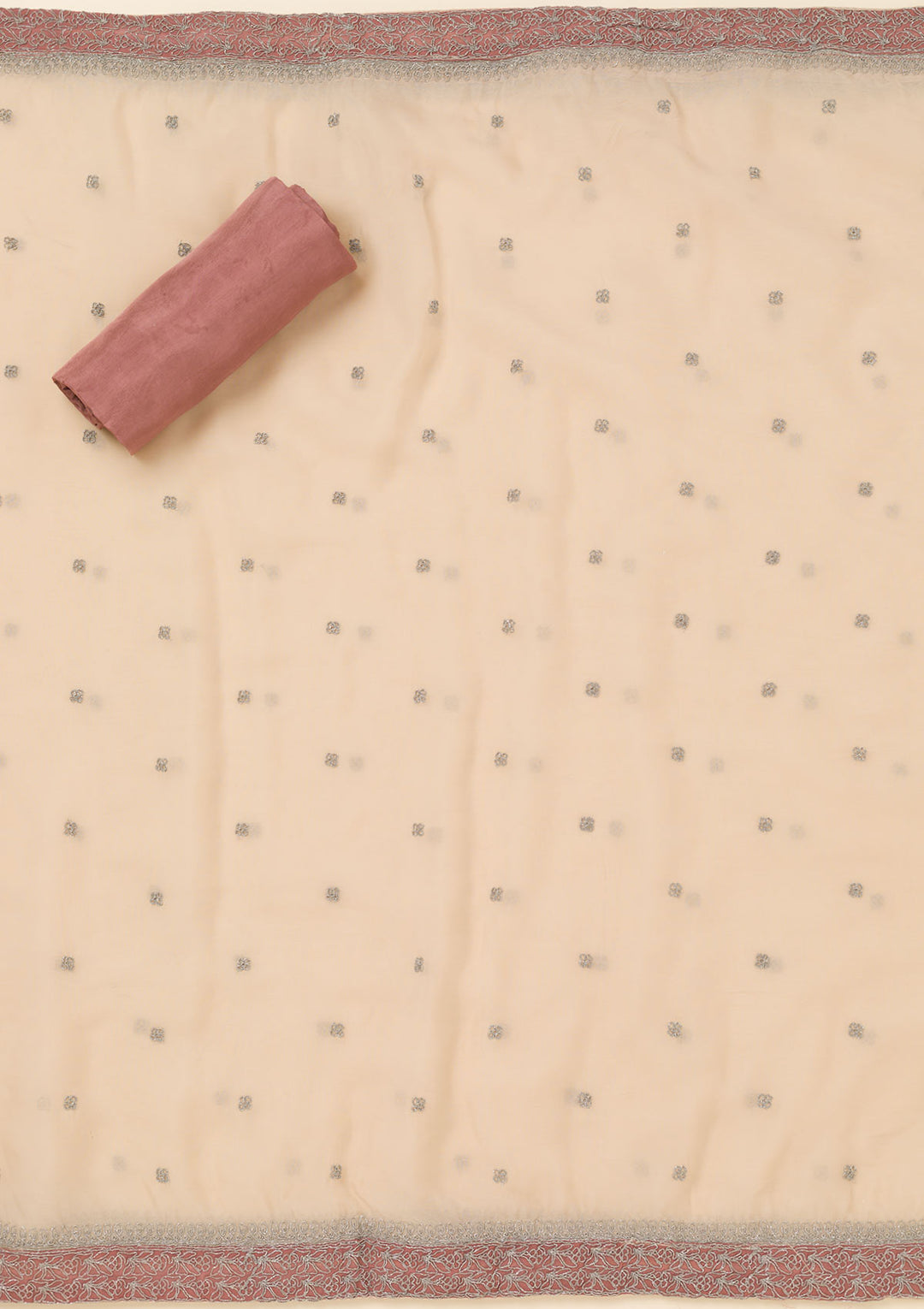 Onion Pink Zariwork Semi Crepe Unstitched Salwar Suit