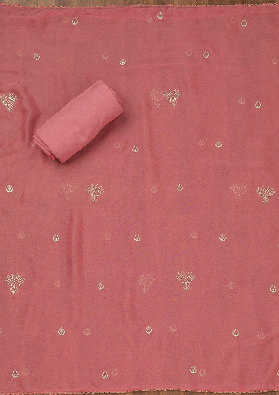 Pink Zariwork Tissue Unstitched Salwar Suit