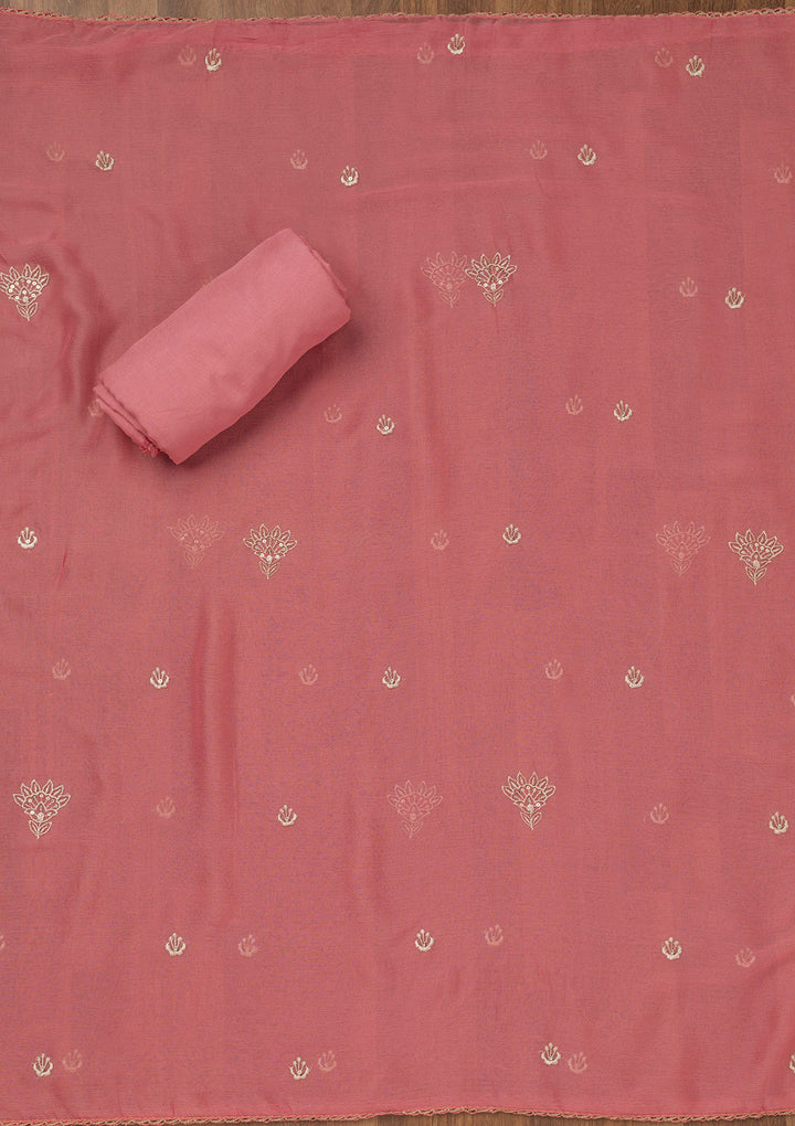 Pink Zariwork Tissue Unstitched Salwar Suit