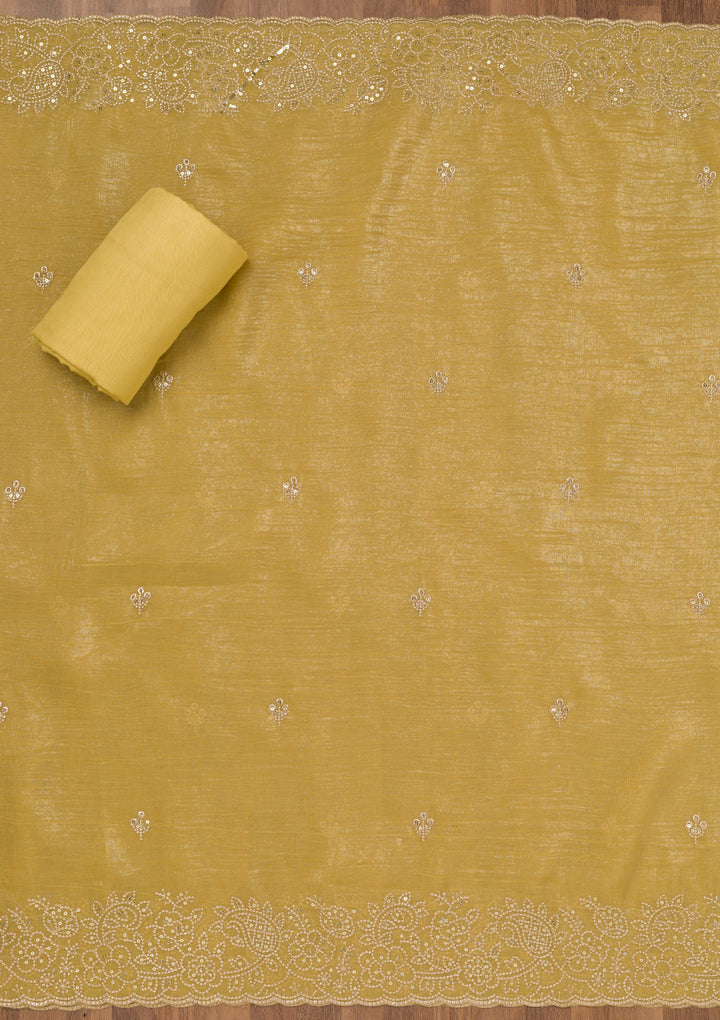 Mustard Zariwork Georgette Unstitched Salwar Suit