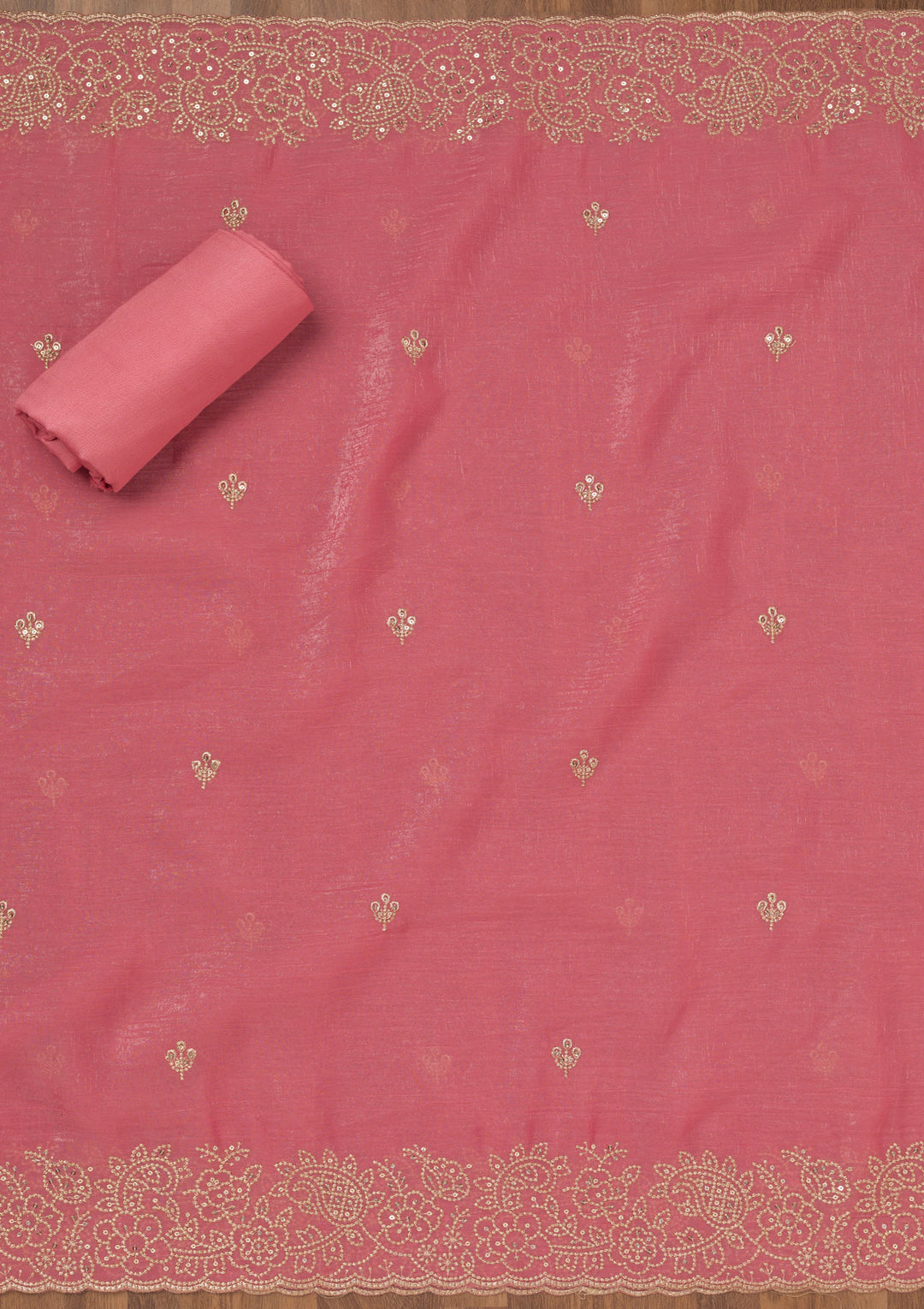 Onion Pink Zariwork Georgette Unstitched Salwar Suit