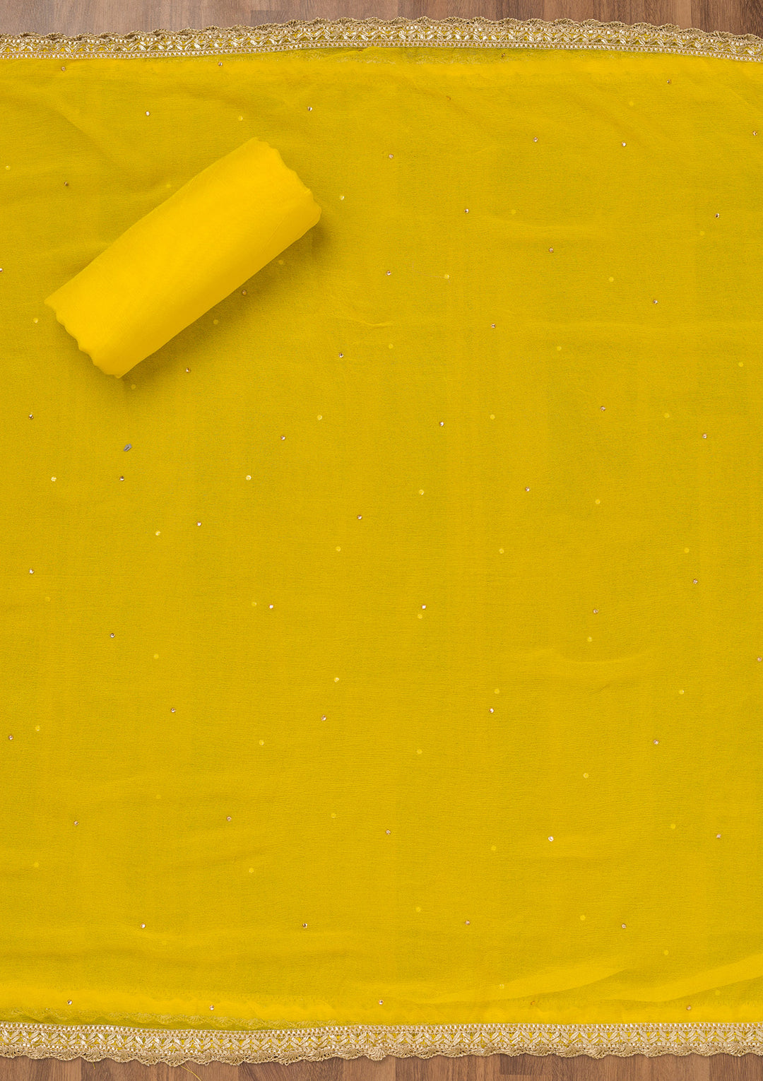 Yellow Stonework Tissue Unstitched Salwar Suit