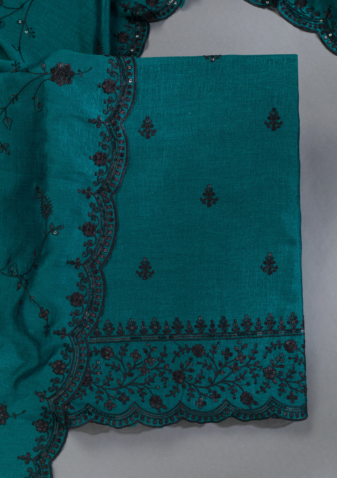 Peacock Green Threadwork Tissue Unstitched Salwar Suit