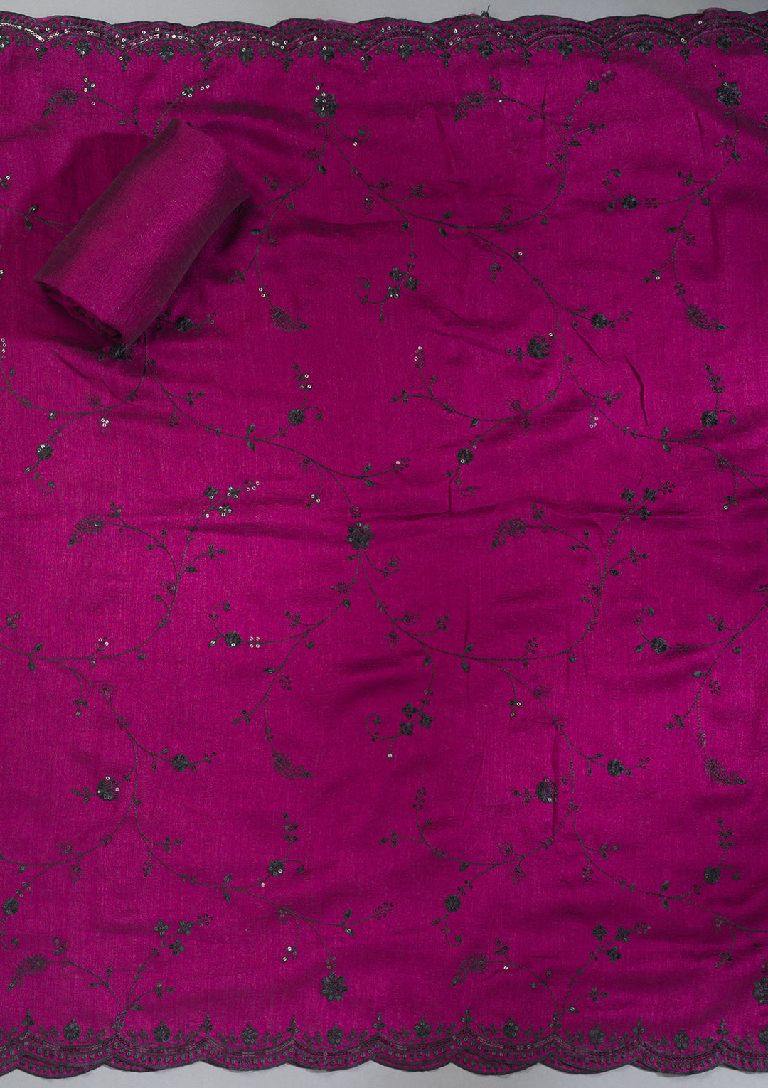 Wine Threadwork Tissue Unstitched Salwar Suit