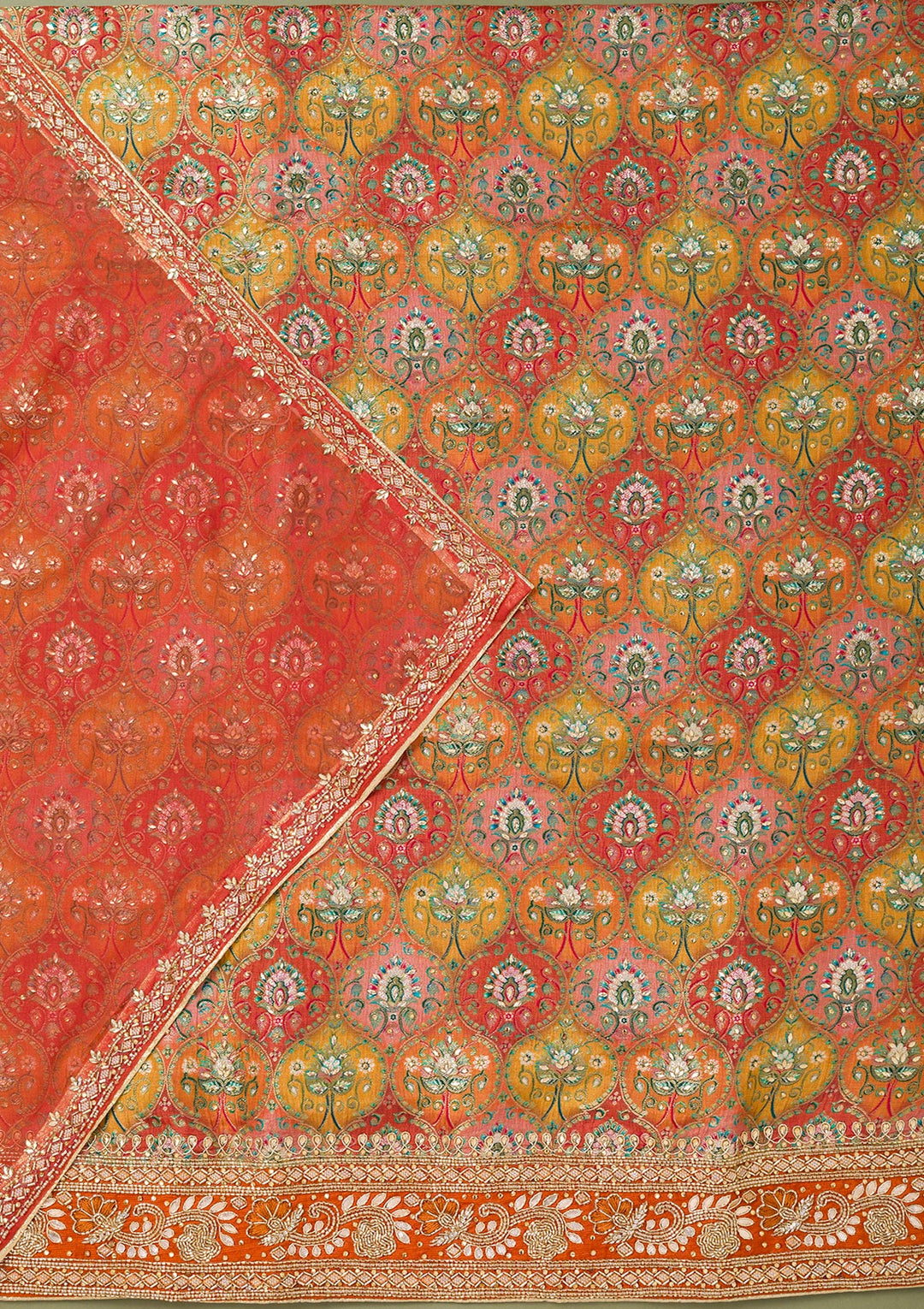 Mustard Stonework Semi Crepe Unstitched Salwar Suit