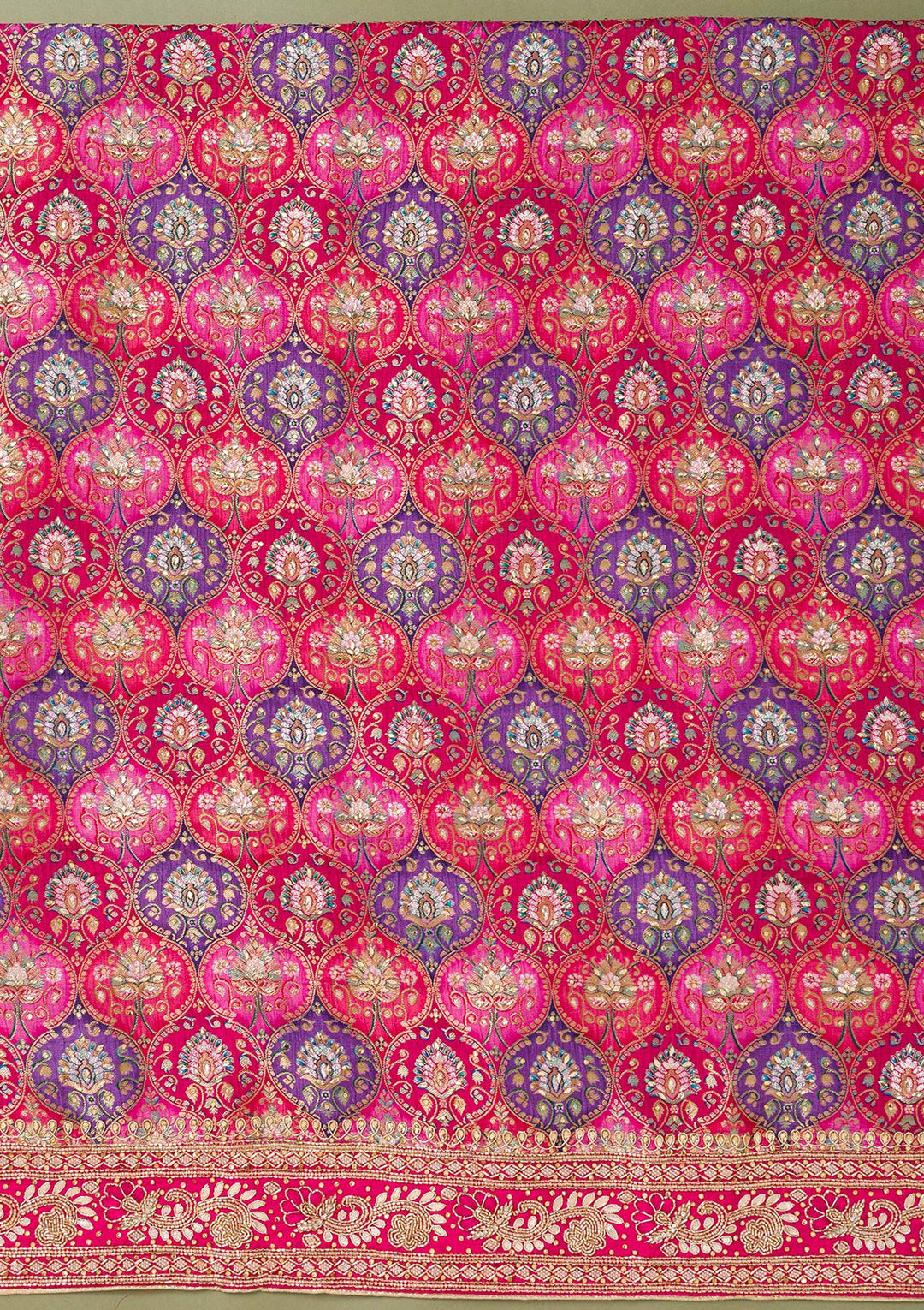 Rani Pink Stonework Semi Crepe Unstitched Salwar Suit