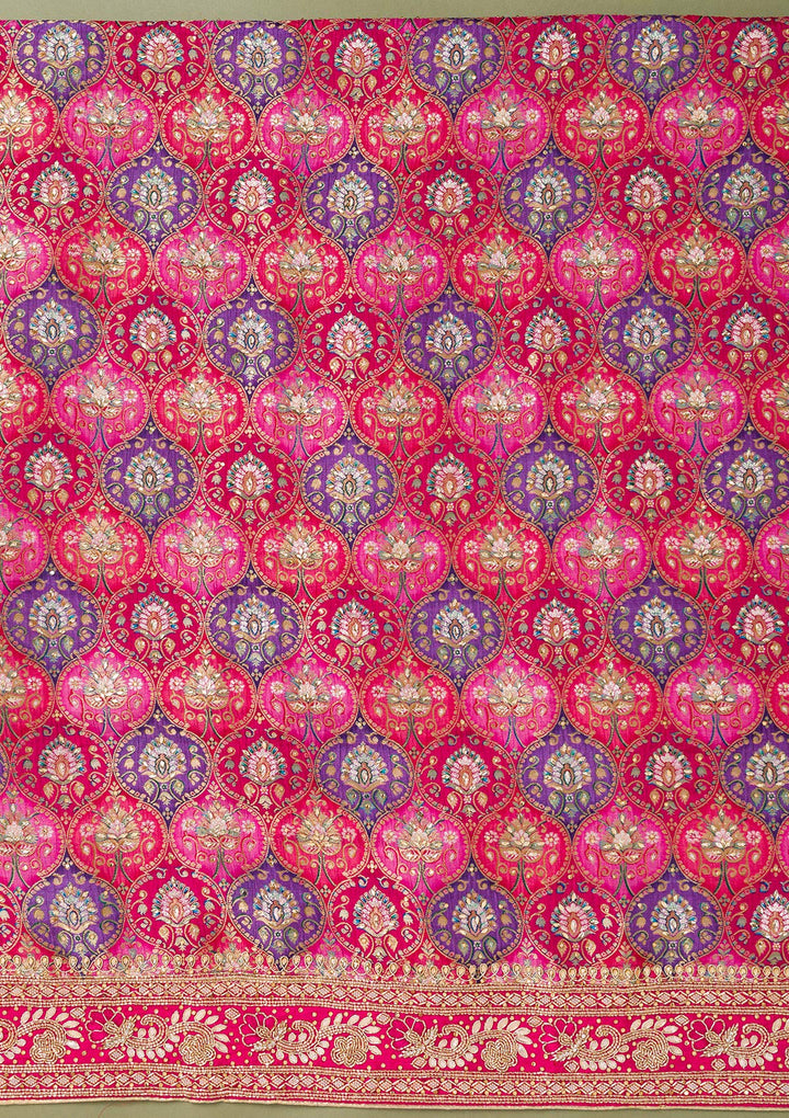 Rani Pink Stonework Semi Crepe Unstitched Salwar Suit